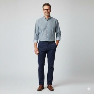 Roundtree & Yorke Trademark XXL‎ Striped Button Down Long Sleeve Shirt Mens